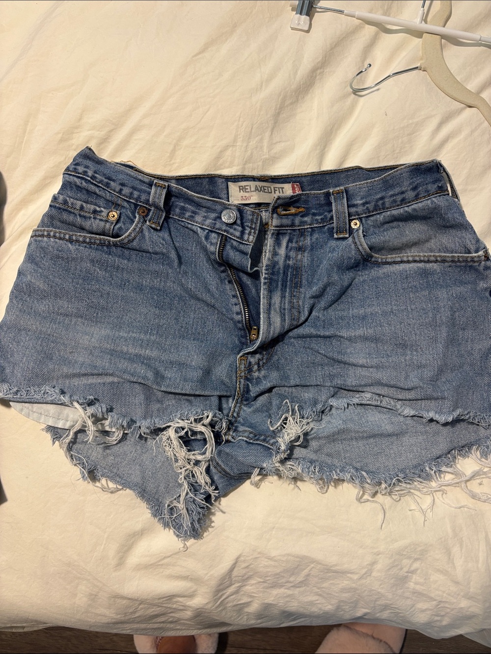 Levi's Light Blue Distressed Relaxed Fit Denim Shorts